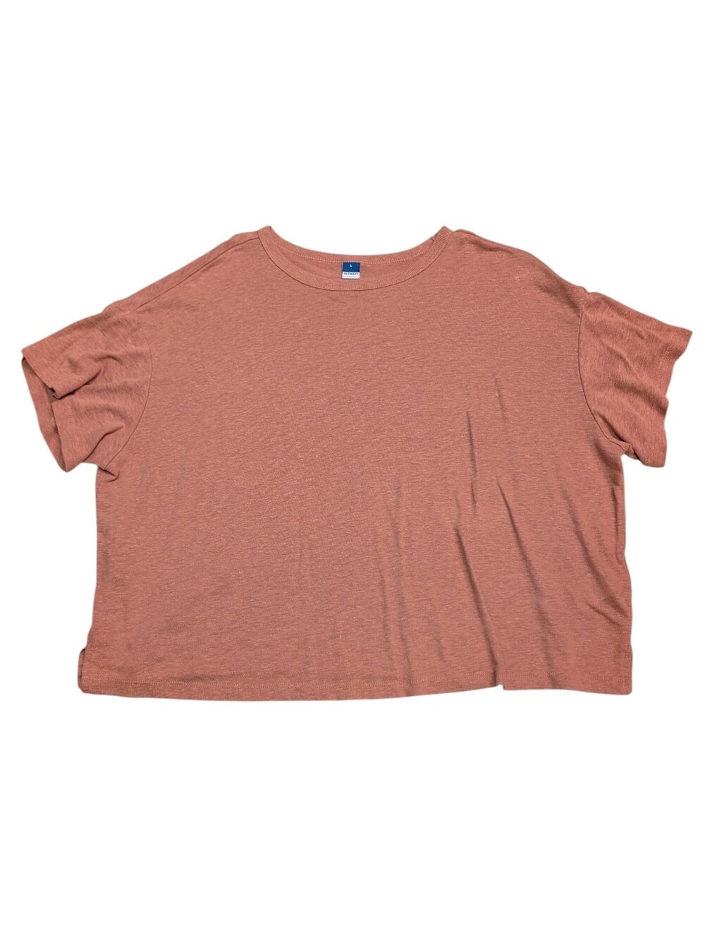 Old Navy Boxy Cropped Tee Dusty Rose Linen Blend Size Large